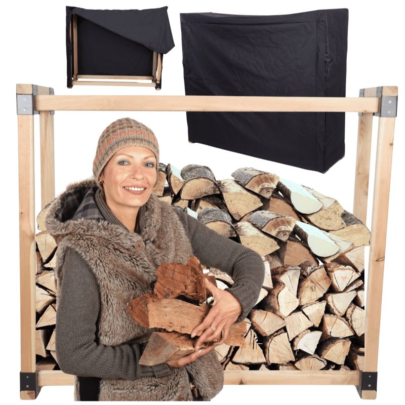 Stojak na drewno kominkowe MODO24 wiata z pokrowcem drewutnia 0,4 m3 1 szt.
