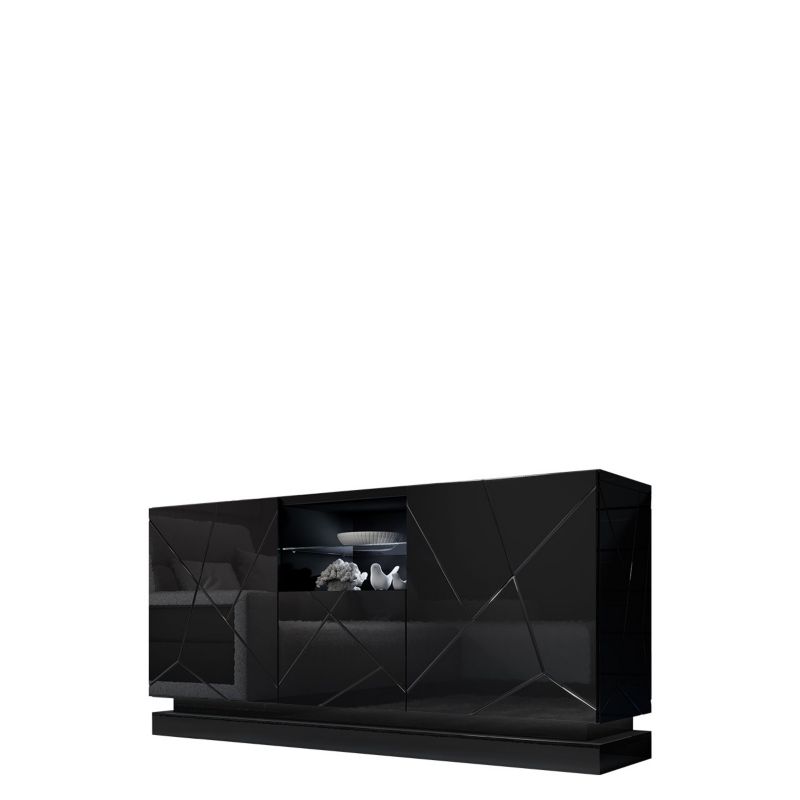 Komoda MIRJAN 24 Qiu 2D1K czarny / czarny połysk 1 szt.