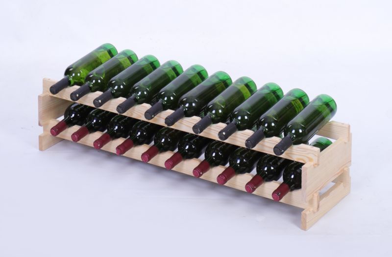 Stojak na wino MODO24 regał modułowy na butelki 2 leżnie x 10 butelek montaż bez narzędzi naturalne drewno 1 szt.