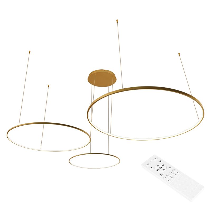 Żyrandol LED MasterLED Hodo 40/60/80cm 116W regulacja barwy światła lampa sufitowa wisząca z pilotem złota 1 szt.