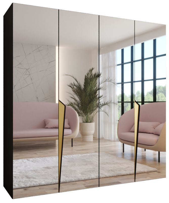 Szafa uchylna z lustrem otwierana Abiks PIANO 3 200 wys 202 cm Czarny + Złoty 1 szt