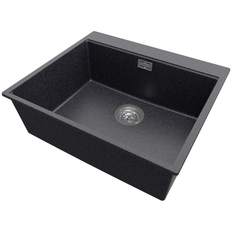 Zlewozmywak Oslo PRIMAGRAN Nablatowy 58x50cm do szafki od 60cm z Syfonem Grafitowy 1 szt.