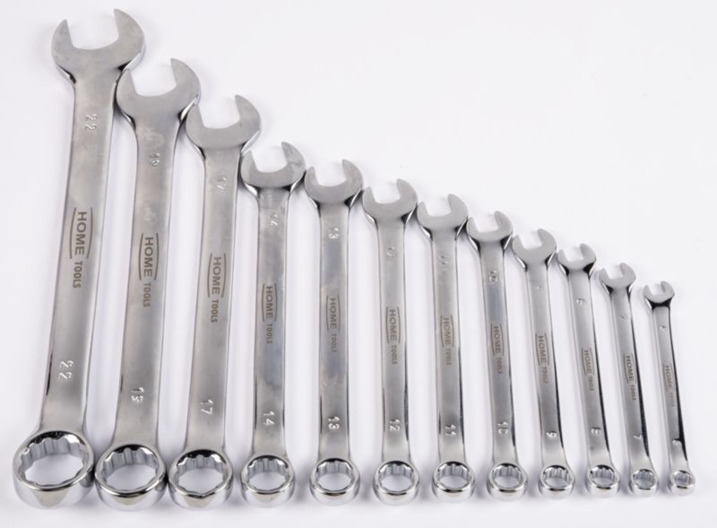 Kpl. kluczy płasko-oczkowych Home Tools 6-22 mm Cr-V flash - opakowanie plastikowe - 12 el.