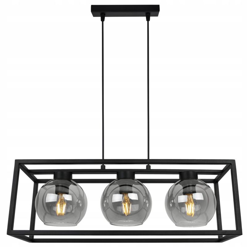 Lampa sufitowa wisząca Light Home LH Haga Cage 3x E27 60W szkło grafit 1szt.