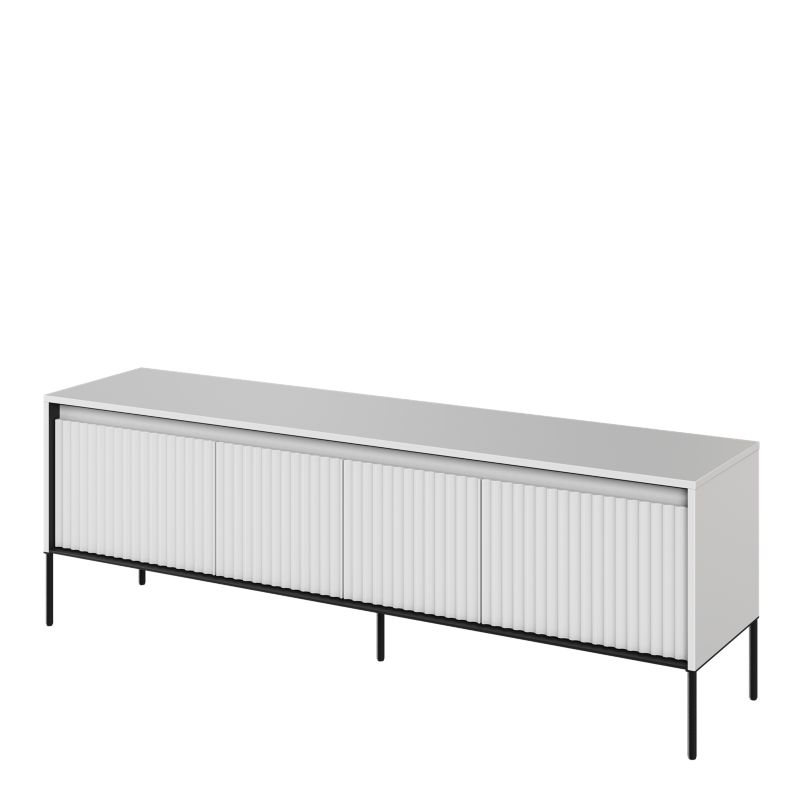 Szafka rtv czterodrzwiowa Bettso Trend 166 cm z oświetleniem LED i frezowanym frontem biały 1szt.