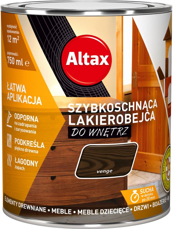 Lakierobejca szybkoschnąca do wnętrz Altax wenge 0,75 l