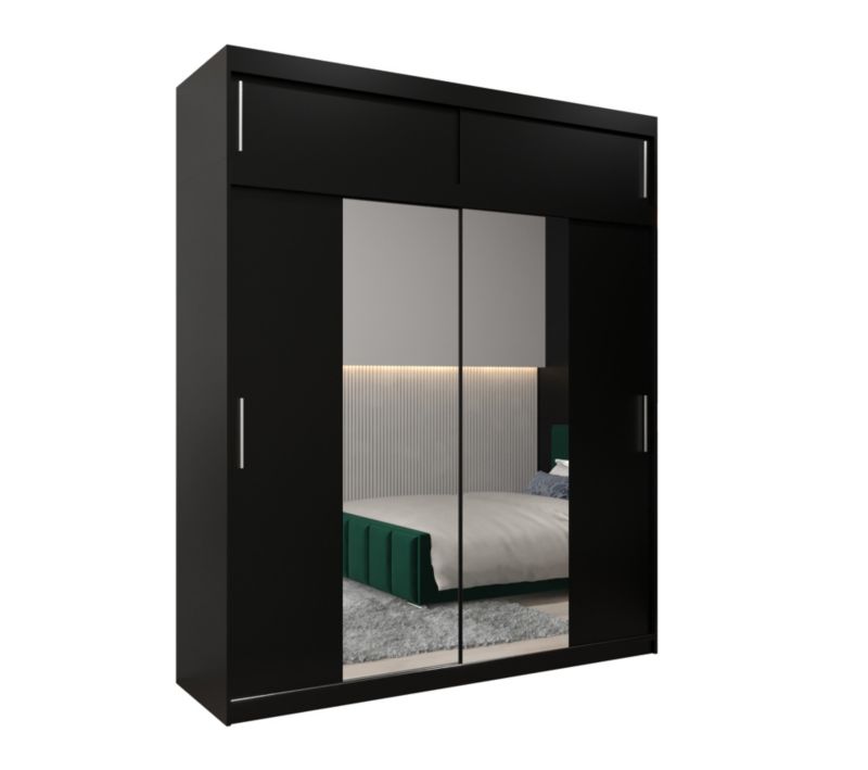 Szafa przesuwna Garderoba Abiks Tokyo 1 200 czarny + czarny z nadstawką 1 szt.