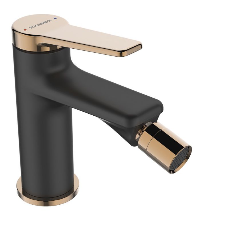 Bateria Bidetowa Kuchinox Stojąca ALANIS z Korkiem Czarna Złota 1 szt.