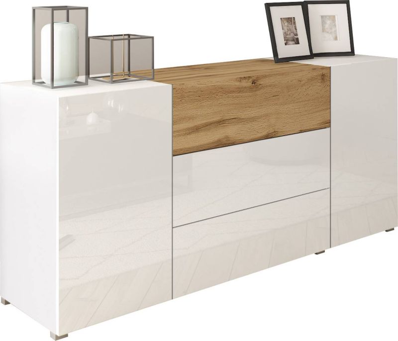 Komoda MINIO go for it BRELA 150 biały/dąb wotan/biały połysk , 1 szt.