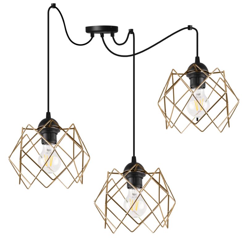 Lampa sufitowa wisząca Light Home LH Pająk Stella 3x E27 60W klosz złoty 1szt.