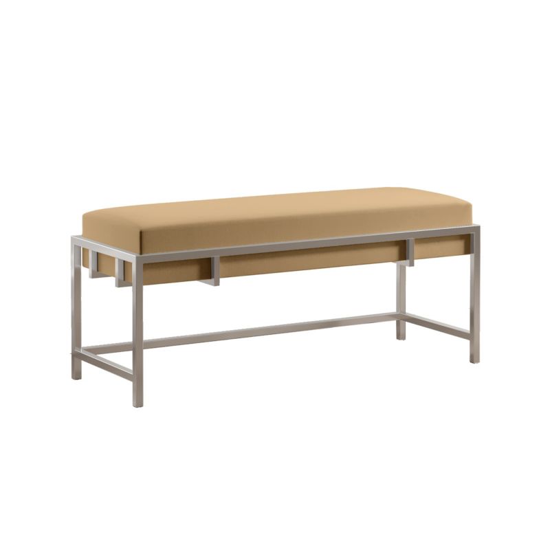 Ławka tapicerowana Bettso Lamo 100 cm nowoczesna w tkaninie royal velvet na chromowanym stelażu ciemnobeżowy 1szt.