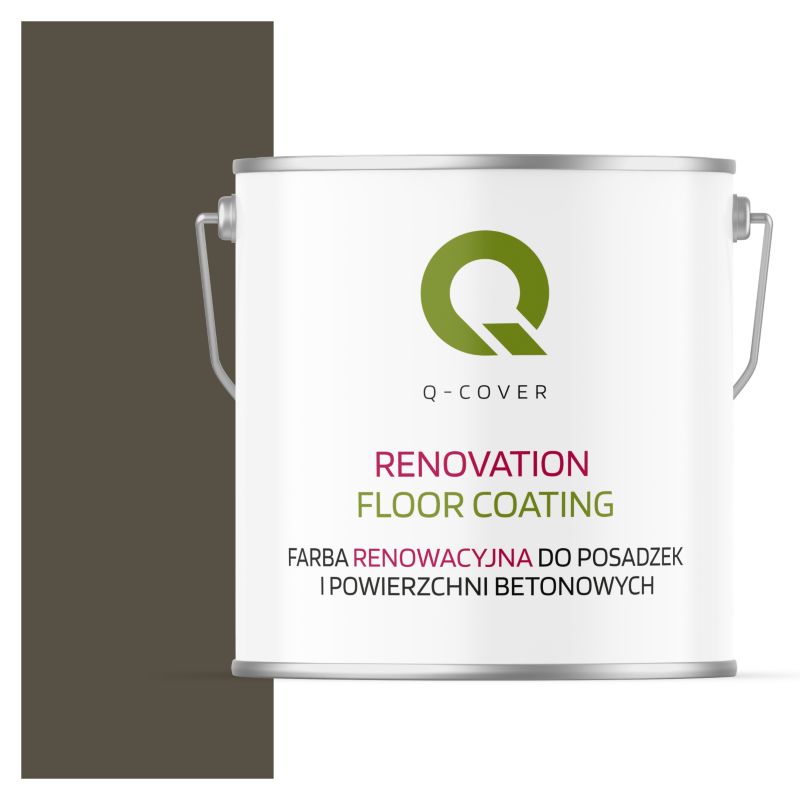Farba Renowacyjna do Posadzek i Powierzchni Betonowych Q-Cover Szaro-Brązowy RAL7013 Wysoki Połysk 5L