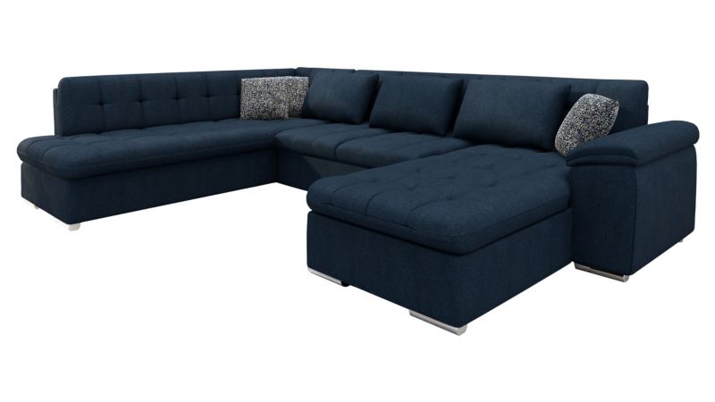 Narożnik z funkcją spania MIRJAN 24 Niko prawy granatowy + ciemno niebieska plecionka 1 szt.