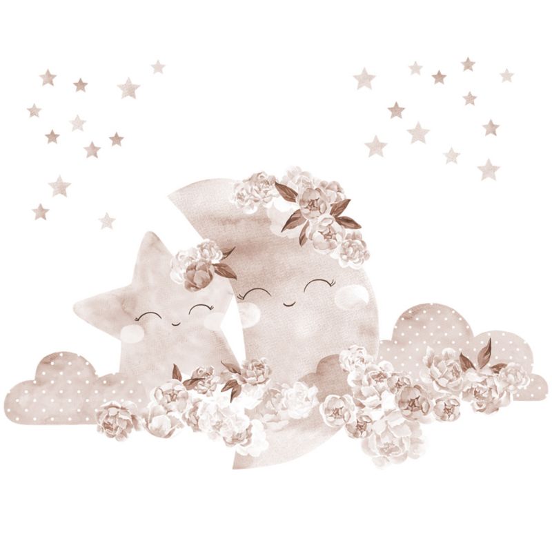 Naklejka na ścianę Pastelowe Love Księżyc boho 1 szt