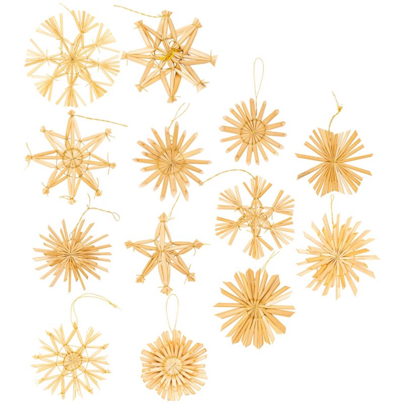 Zawieszki choinkowe z słomy Springos naturalne dekoracje świąteczne 48 szt. bombki, brązowe 1 kpl.