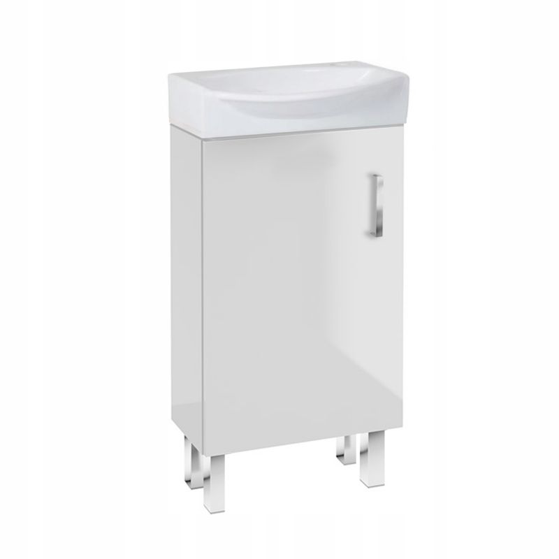 Szafka Łazienkowa Stamar z Umywalką 400 mm Stojąca Biała Połysk 1 szt