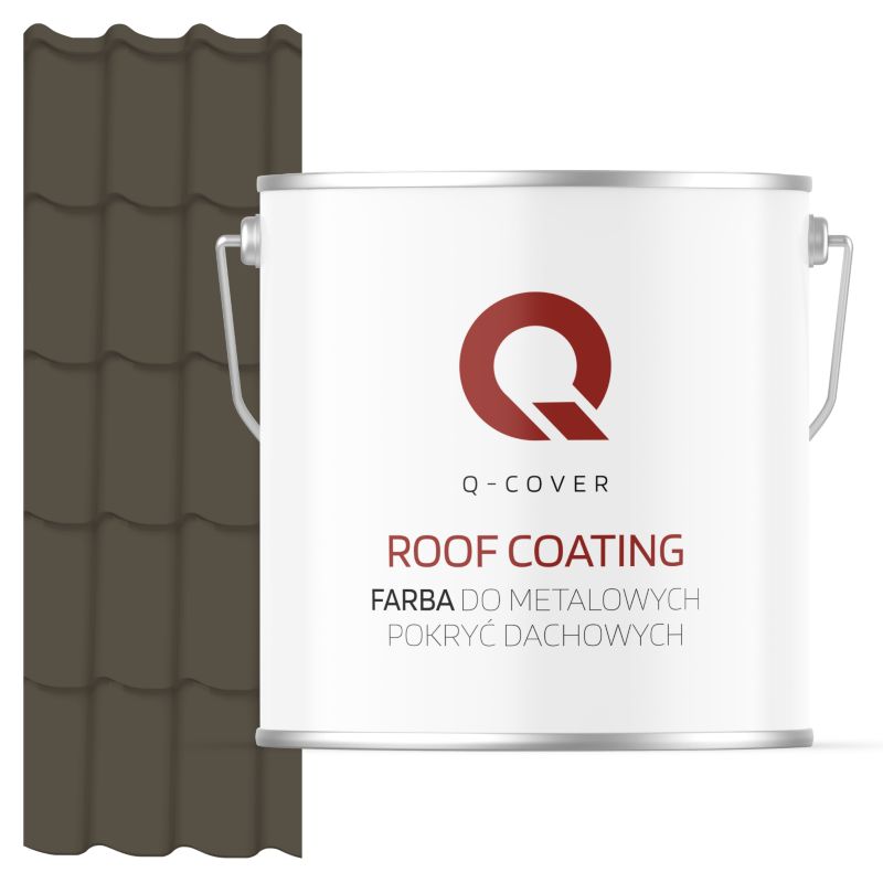 Farba do Metalowych Pokryć Dachowych Q-Cover Szaro-brązowy RAL7013 Wysoki Połysk 5L