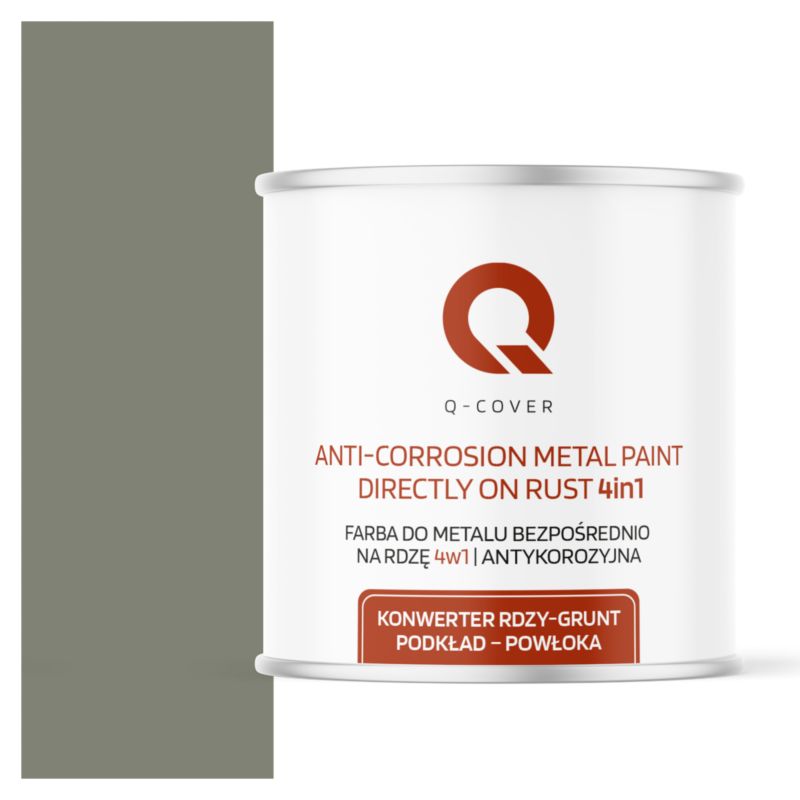 Farba do Metalu Prosto na Rdzę 4w1 Q-Cover Cementowy szary RAL7033 Satyna 2.5L