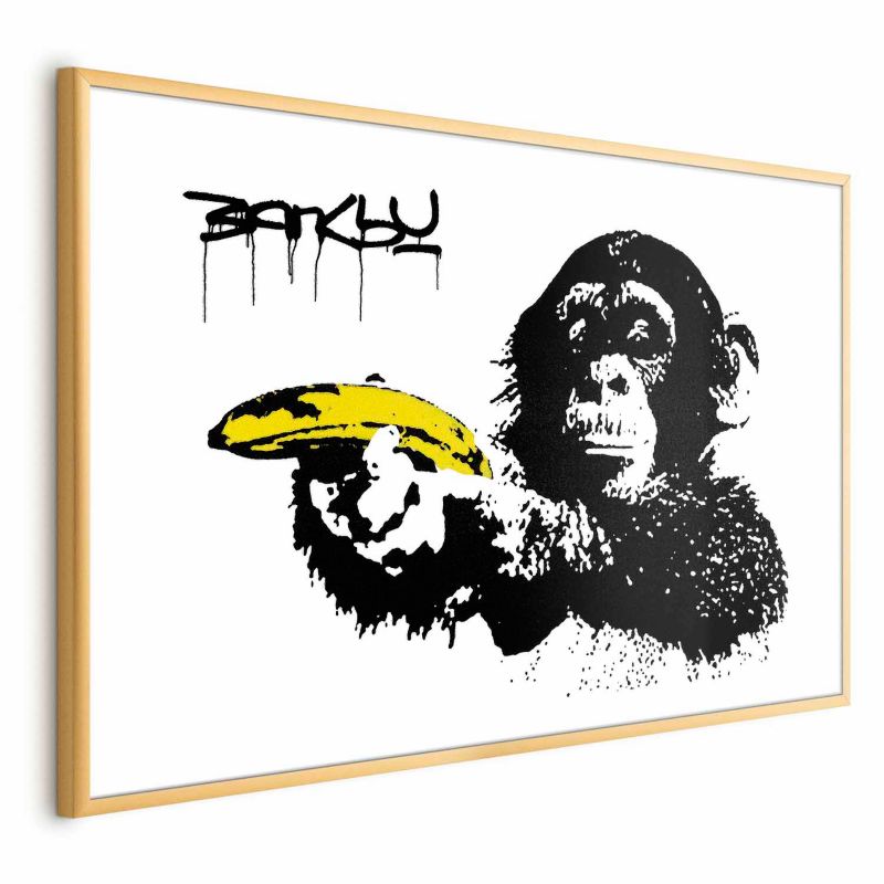 Plakat Artgeist Banksy: Małpa 42x29,7 cm z ramą złotą 1 szt