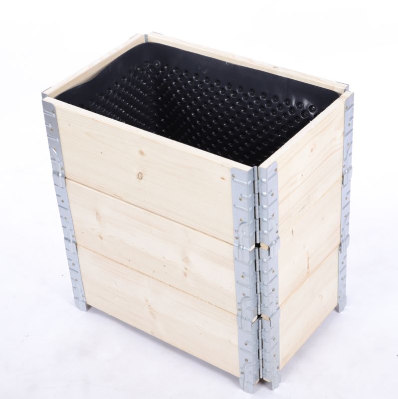 Skrzynia na warzywa MODO24 60x60x40 cm naturalne drewno 1 szt. z folią kubełkową 1 szt.