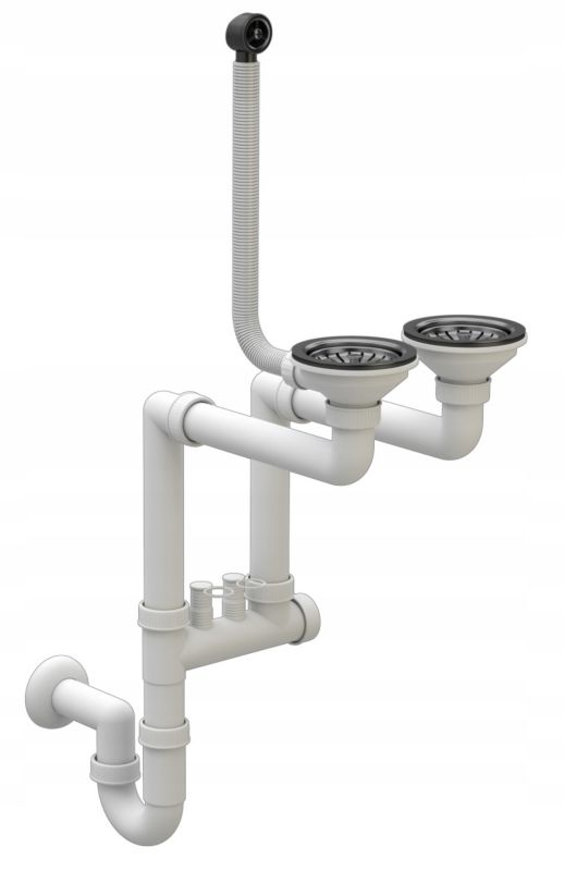 Syfon Manualny Czarny Przyścienny Dwukomorowy Granitan 1 szt.