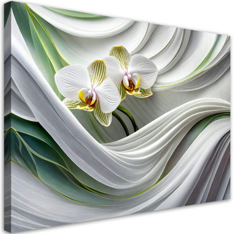 Obraz do salonu sypialni Feeby Orchidea Abstrakcja 3D Biały 120x80 cm 1szt