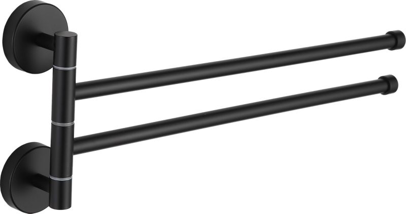 Podwójny wieszak na ręcznik z ruchomym ramieniem Mexen czarny 36,8x15,5 cm 2 szt.