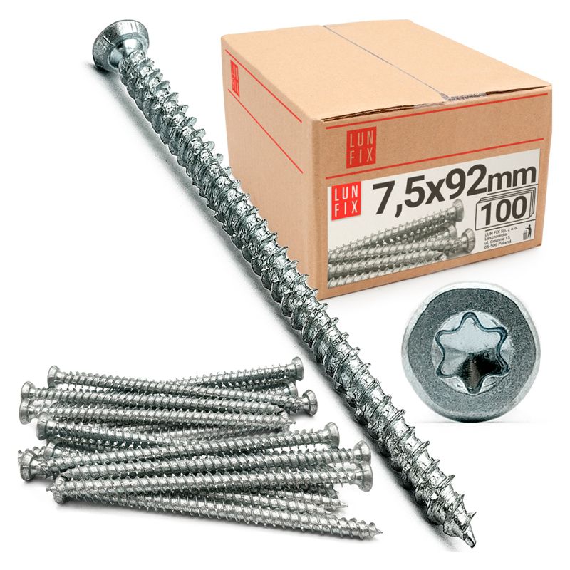 Wkręty do ościeżnic Lun Fix 7,5x92mm 100szt.