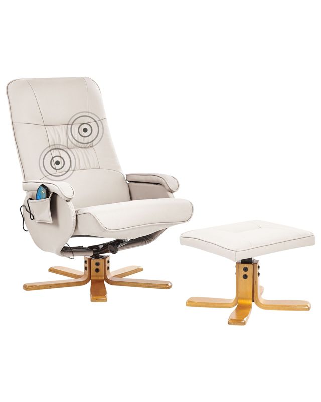 Fotel z masażem Relaxpro Ekoskóra Jasnobeżowy 1 szt.