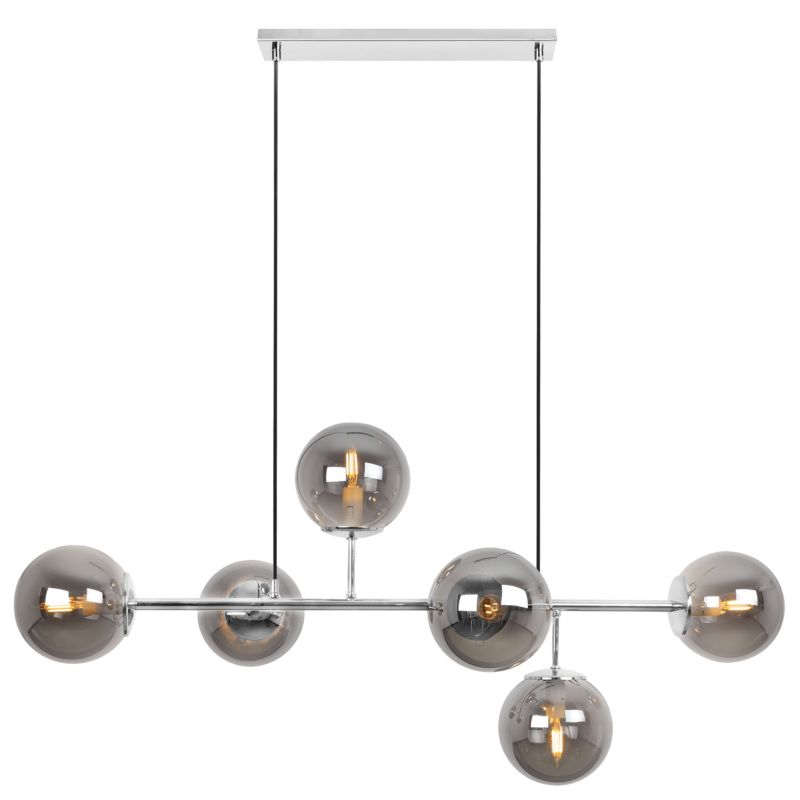 Lampa sufitowa wisząca Light Home LH Siena 6x E14 40W chrom klosz grafitowy 1szt.