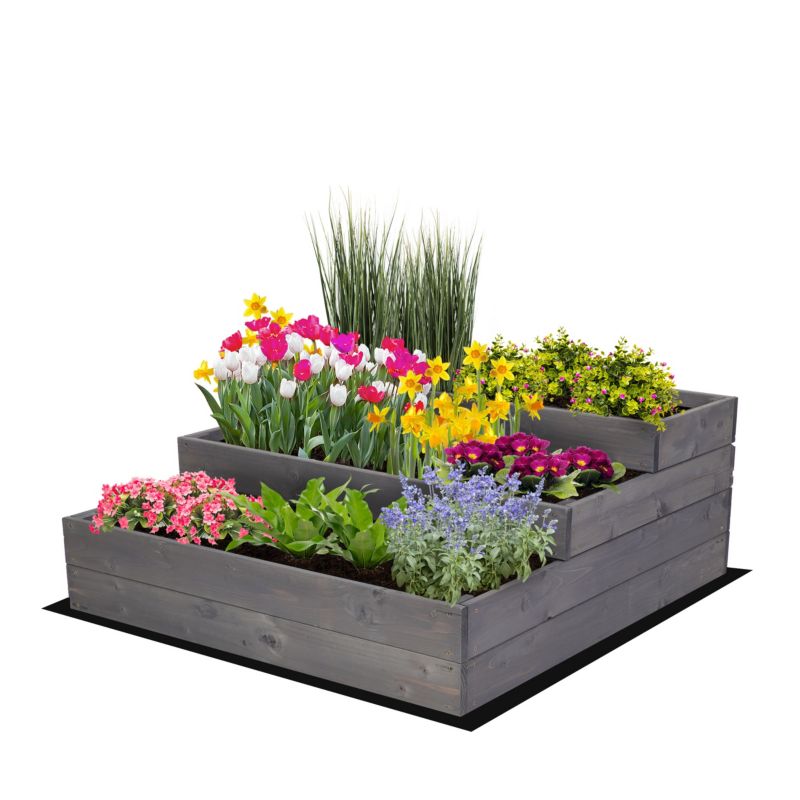 Skrzynia na warzywa MODO24 warzywnik szeroka wysoka 36x90x93 cm szara impregnacja 1 szt.