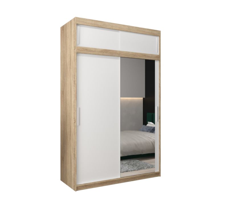 Szafa przesuwna Garderoba Abiks Tokyo 2 150 sonoma + biały z nadstawką 1 szt.