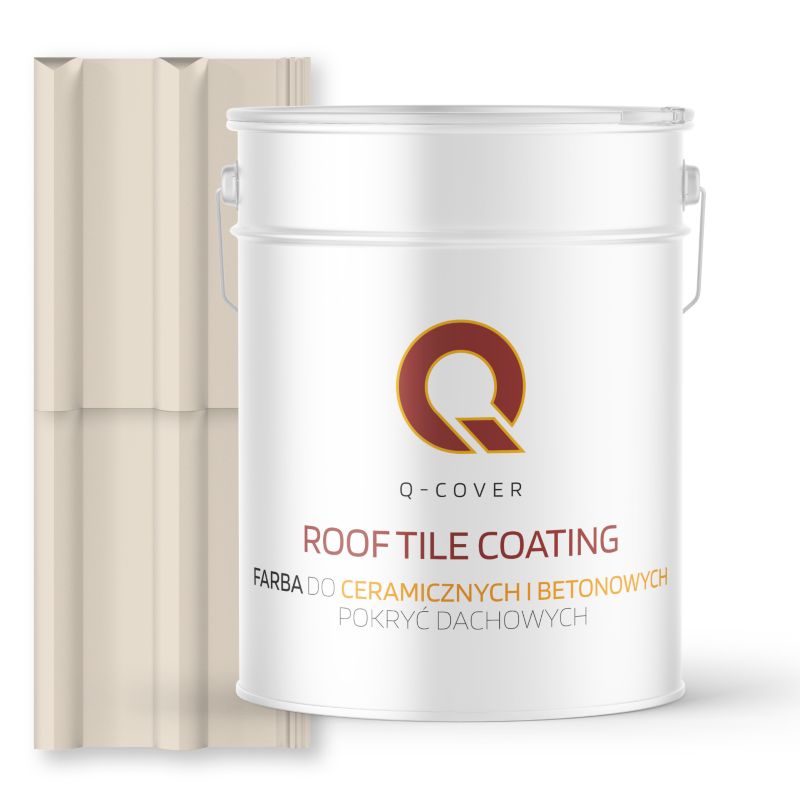 Farba do Dachów Ceramicznych i Betonowych Pokryć Dachowych Q-Cover Kremowy RAL9001 Wysoki Połysk 10L