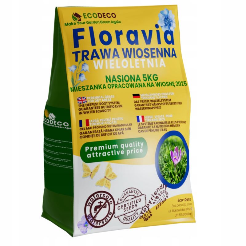 Trawa samozagęszczająca Eco Deco 5 kg wieloletnia do wysiewu wiosennego samozagęszczająca odporna 1 szt.
