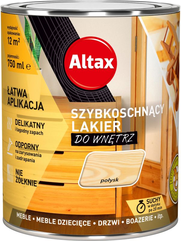 Lakier szybkoschnący Altax bezbarwny połysk 0,75 l