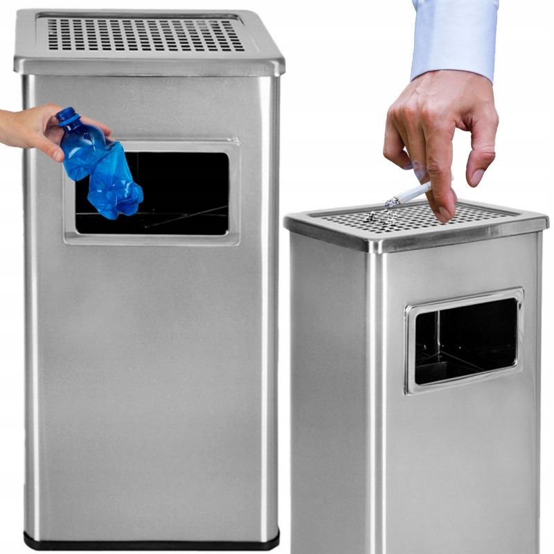 Koszopopielnica Metlex prostokątna kosz na śmieci kubeł 30L srebrna 1 szt.