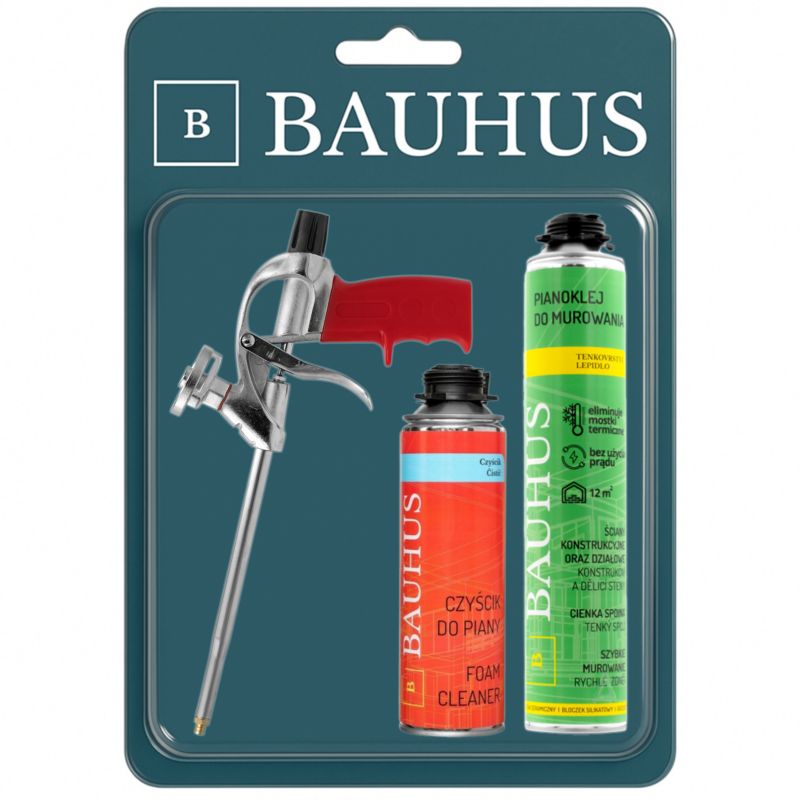 Zestaw do murowania Bauhus pianoklej do murowania, pistolet, czyścik 1 szt.