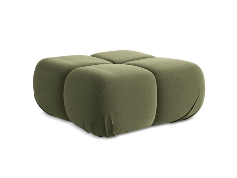 Pufa LaMiaSofa SANREMO z tkaniny welwetowej 95x95 cm oliwkowy 1 szt.