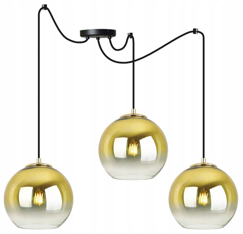 Lampa sufitowa wisząca Light Home LH Spider Bergen Gold 3x E27 60W klosz 20cm złoty 1szt.