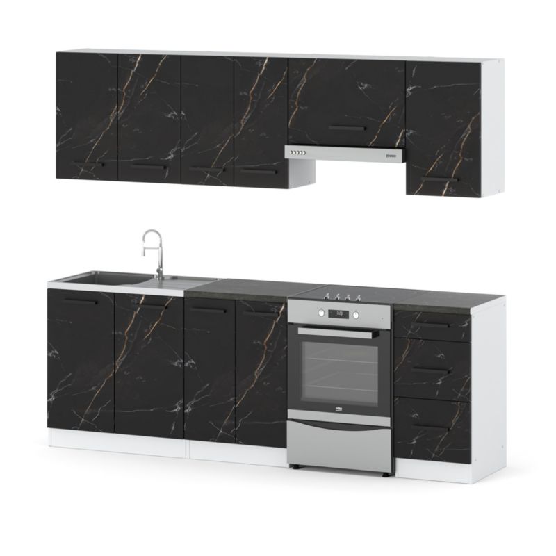 Zestaw Kuchenny Hurtownia-Mebli Z Blatem Kuchnia Mokka 240cm Biały Mat San Sebastian 240x47x145 cm 1szt.