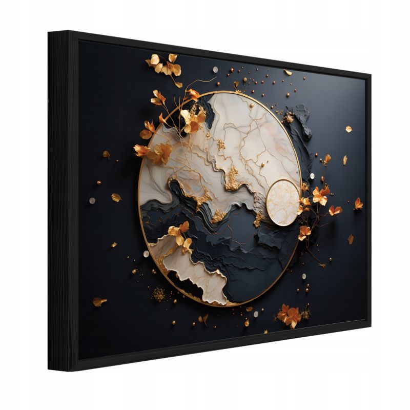 Obraz W Ramie WALLARENA Do Sypialni Salonu Na Płótnie Abstrakcja Nowoczesny Glamour Czarny 100x70 cm PPR14902O1 1 szt.