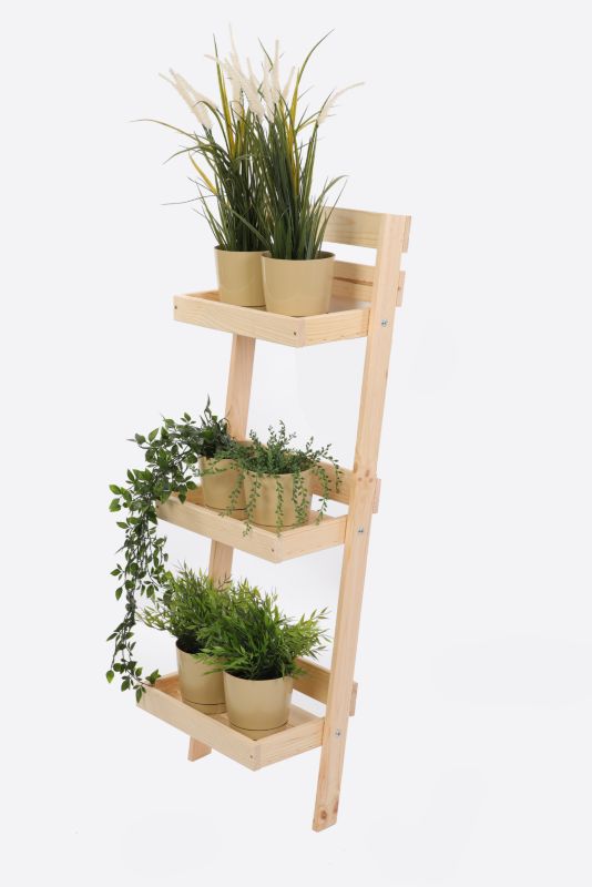 Kwietnik drewniany MODO24 3-poziomowy opierany o ścianę 115x37x23 cm naturalny eko 1 szt.