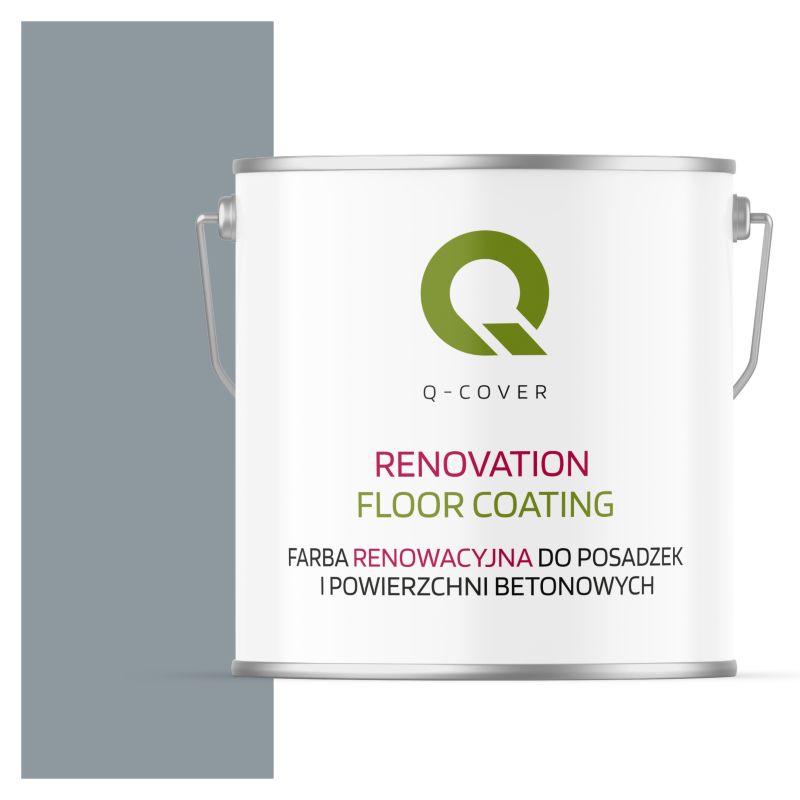 Farba Renowacyjna do Posadzek i Powierzchni Betonowych Q-Cover Szaro-Błękitny RAL7001 Mat 5L