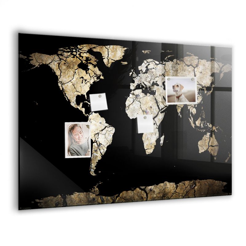 Szklana tablica magnetyczna Wallfluent 100x70 cm Mapa świata susza 1 szt.