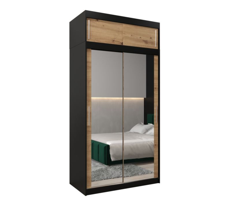 Szafa przesuwna Garderoba Abiks Tokyo 3 120 czarny + artisan z nadstawką 1 szt.