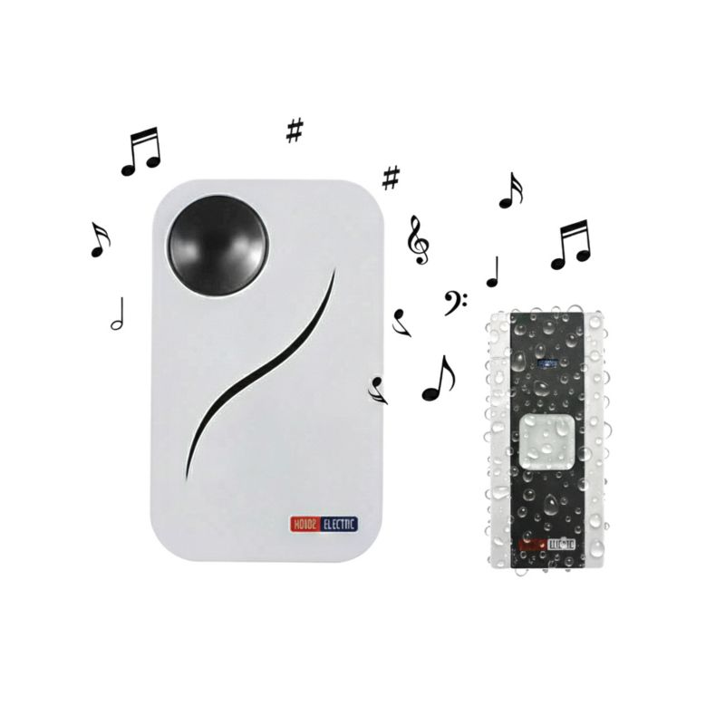 Dzwonek bezprzewodowy do drzwi HOROZ, 36 dźwięków, zasięg 100m, zasilanie bateryjne 2xAA 1,5V, czarny 1szt.