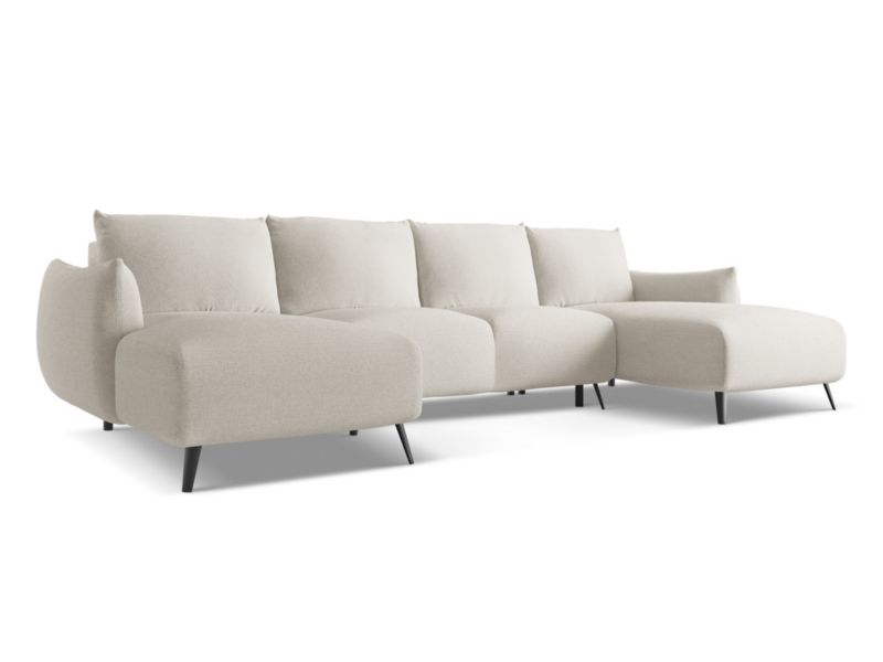 Sofa panoramiczna z funkcją spania LaMiaSofa GENOVA z tkaniny szenilowej 317x162 cm srebrny 1 szt.