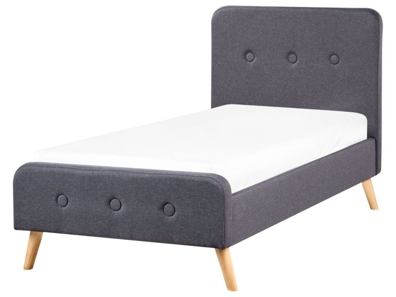 Łóżko tapicerowane 90 x 200 cm ciemnoszare Rennes 1 szt.