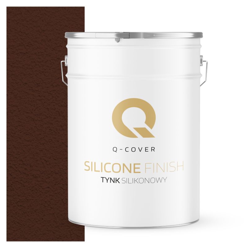 Tynk Silikonowy Elewacyjny Baranek 2.0mm Q-Cover Brązowy ciepły RAL8016 25KG