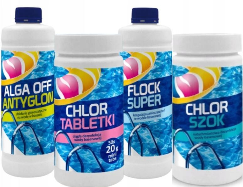 Chemia basenowa, Pool System, Gamix, ChlorSzok, Antyglon, Super Flock, Tabletki do basenu, 4kg, 4szt.